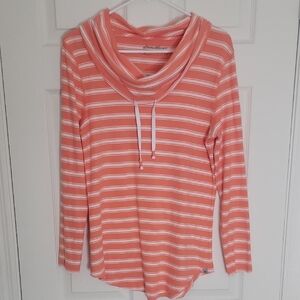Eddie Bauer Coral and White Striped Top